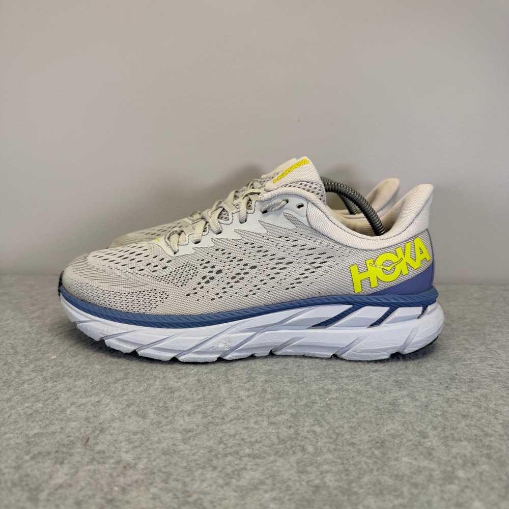Hoka Clifton 7 Womens Shoes Size 7.5 Grey & Blue Running Sneakers 1110509 LRNC